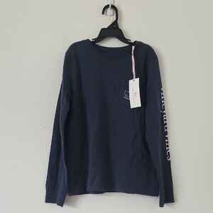 Vineyard Vines Girls Pullover Top Vintage Whales Print Navy Blue Size  Small